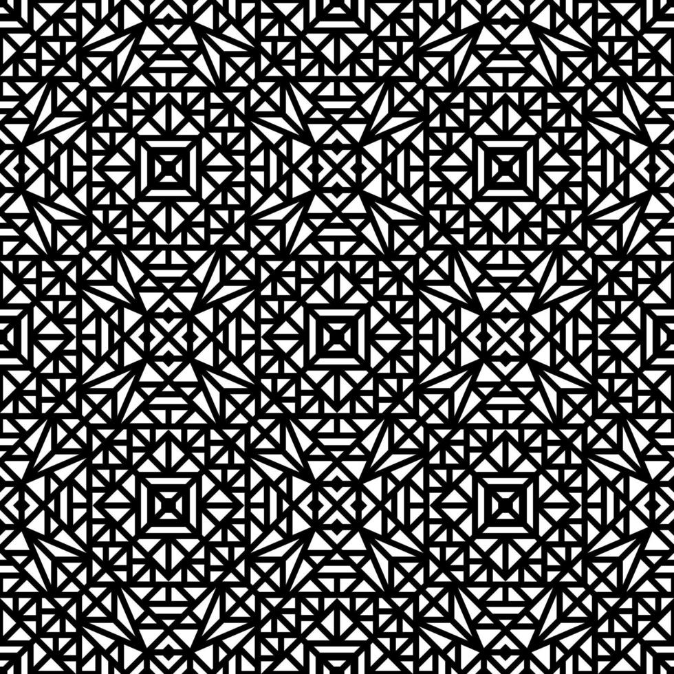 Black seamless background with white geometric pattern vector