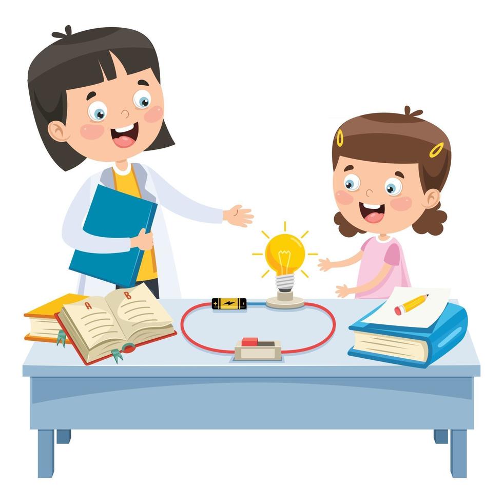 Simple Electric Circuit Experiment For Children Education vector