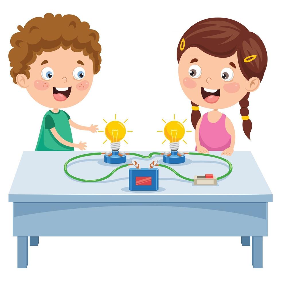 Simple Electric Circuit Experiment For Children Education vector