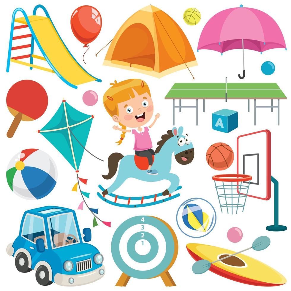 Collection Of Colorful Toys And Objects vector