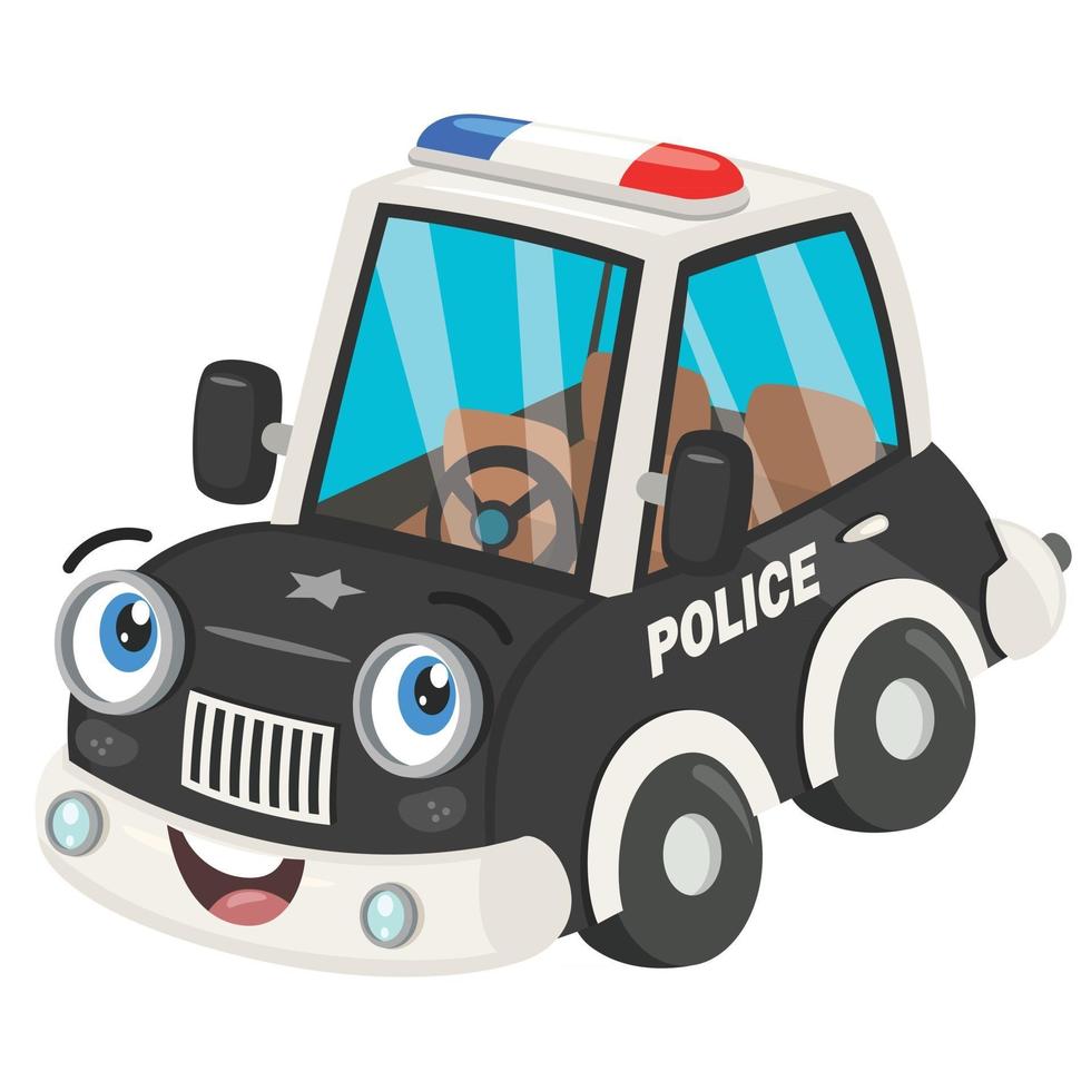 coche de policía de divertidos dibujos animados posando vector