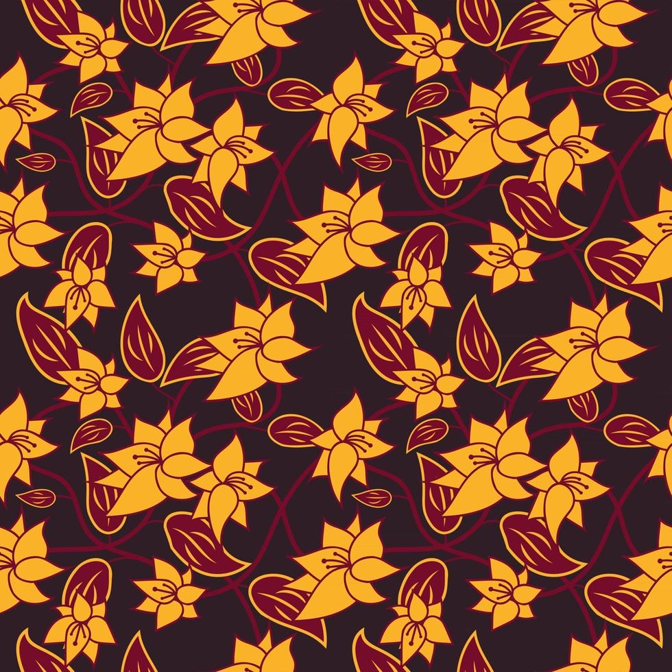 Folk flowers art pattern Floral abstract surface design  Seamless pattern vector