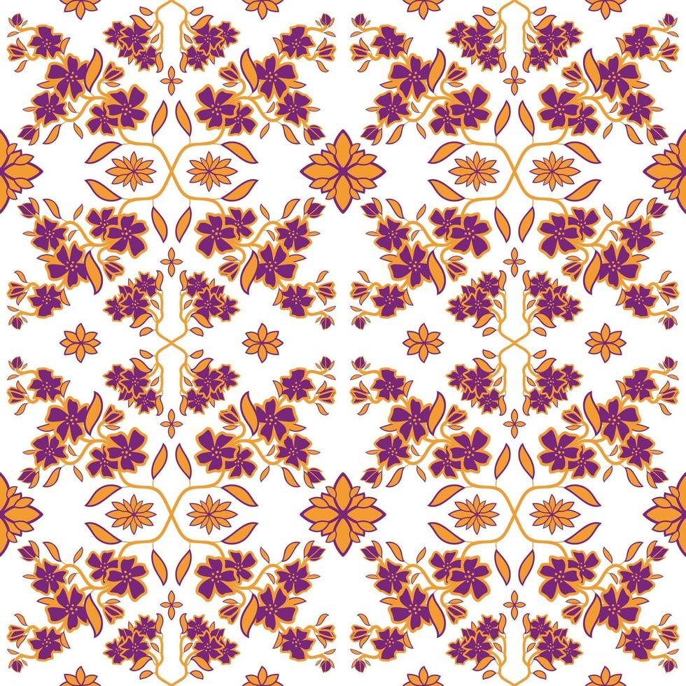 Floral folk damask pattern Fantasy flowers Floral geometric fantasy vector