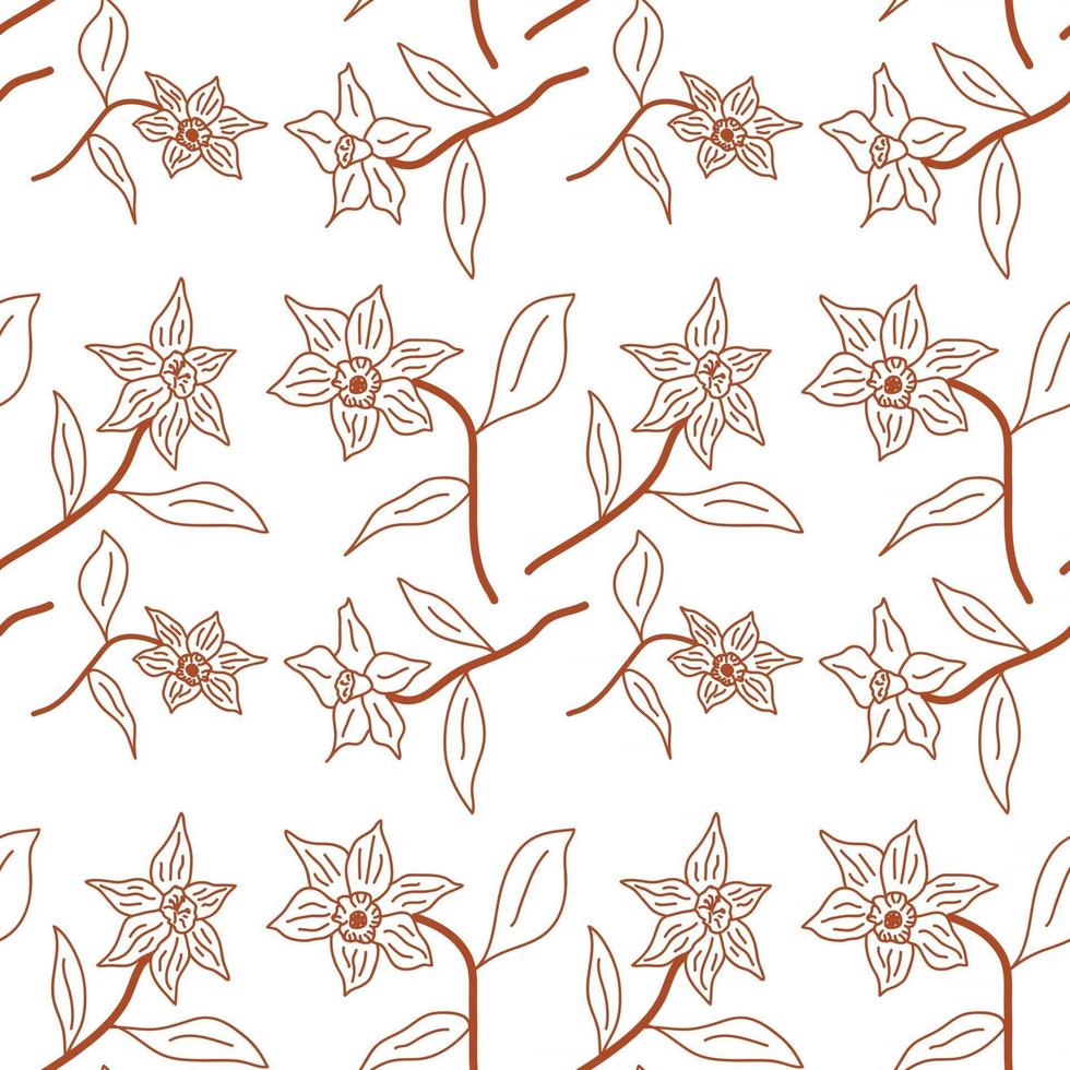 Folk flowers art pattern Floral abstract surface design  Seamless pattern vector