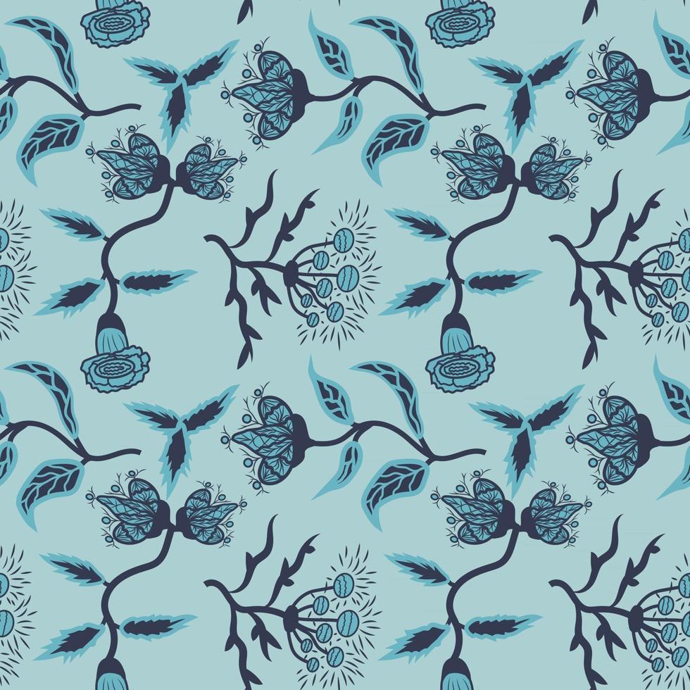 Folk flowers art pattern Floral abstract surface design  Seamless pattern vector