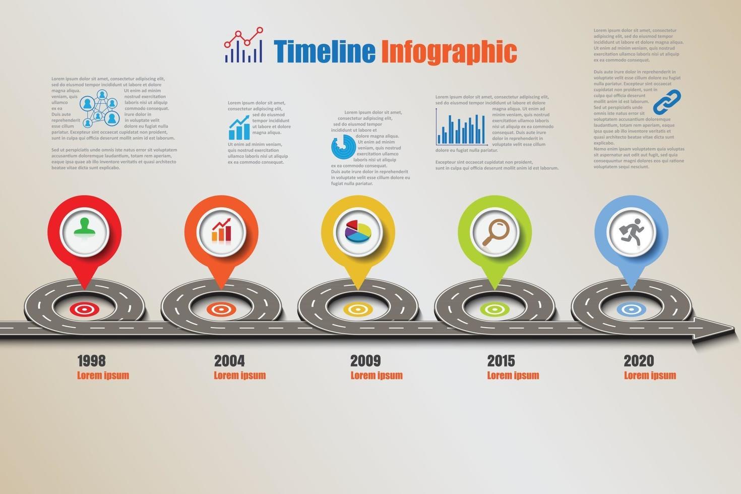 círculo de infografía de línea de tiempo de hoja de ruta de negocios diseñado para plantilla de fondo elemento de hito diagrama moderno tecnología de proceso marketing digital presentación de datos gráfico ilustración vectorial vector