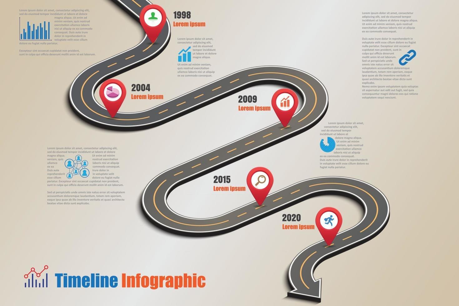 Business roadmap timeline infographic template with pointers designed for abstract background milestone modern diagram process technology digital marketing data presentation chart Vector illustration