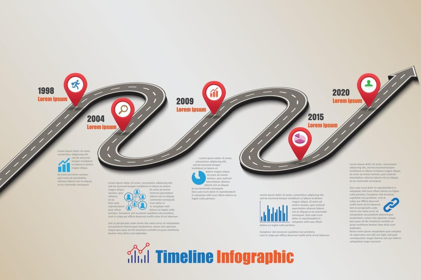 Business roadmap timeline infographic template with pointers designed for abstract background milestone modern diagram process technology digital marketing data presentation chart Vector illustration