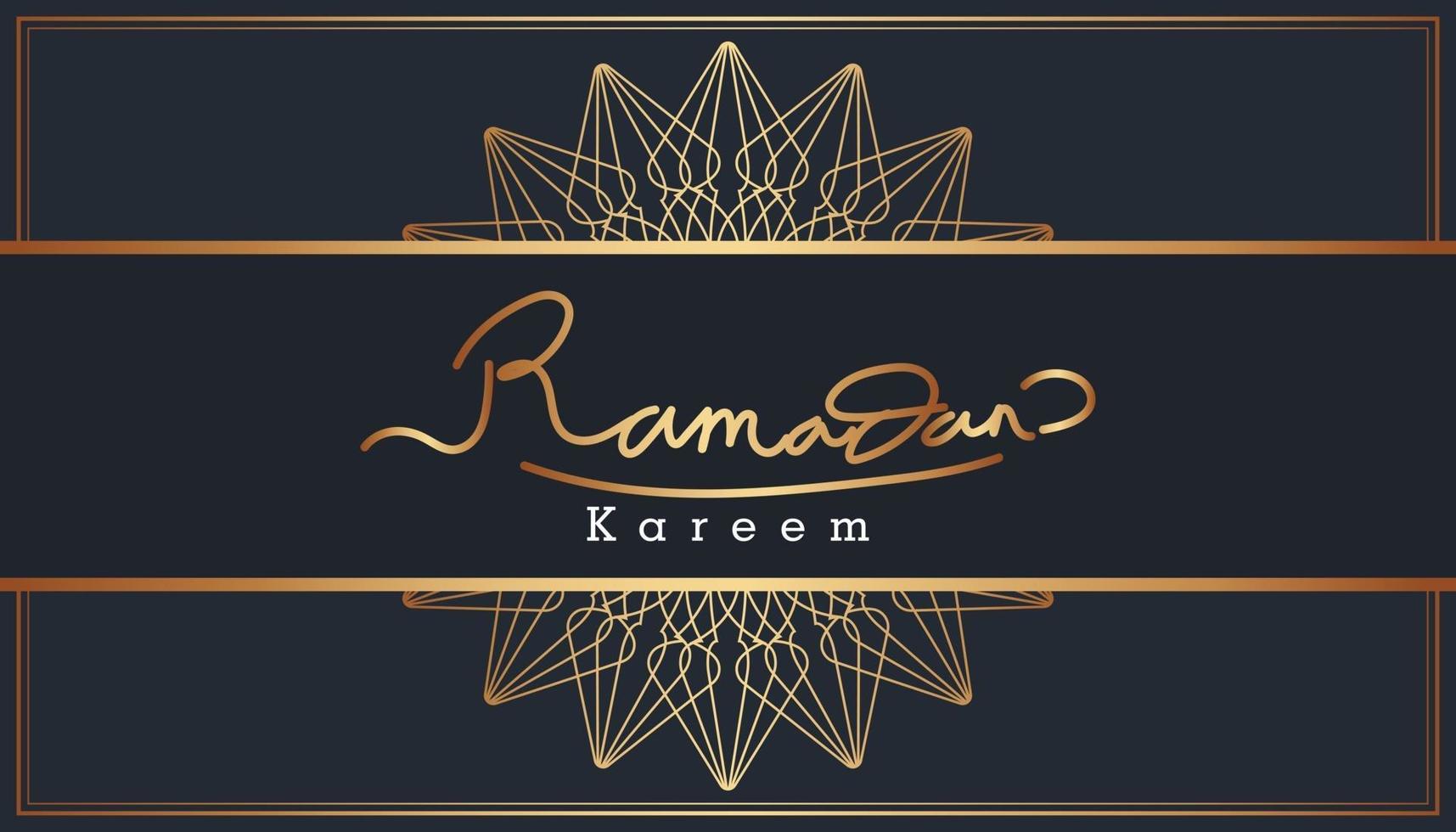 Hermoso texto dorado de Ramadán Kareem y fondo de diseño de patrón ornamental. ilustración vectorial vector