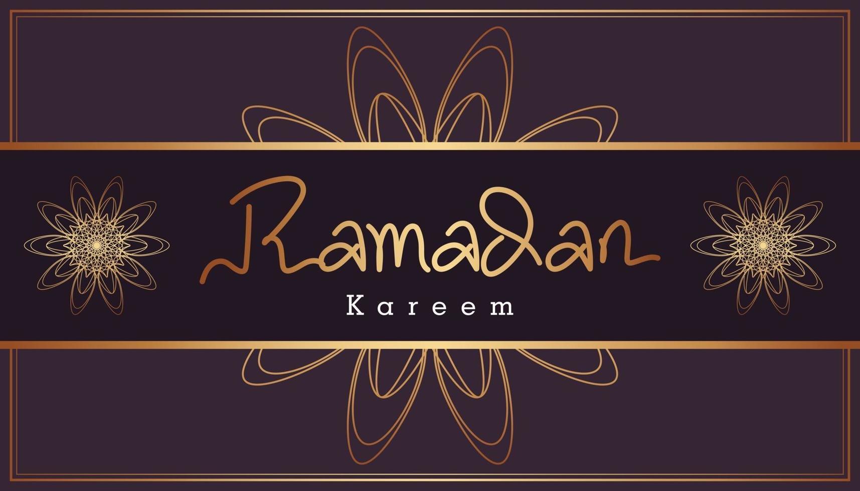 Beautiful gold Ramadan Kareem text and ornamental pattern design background. Vector Illustration