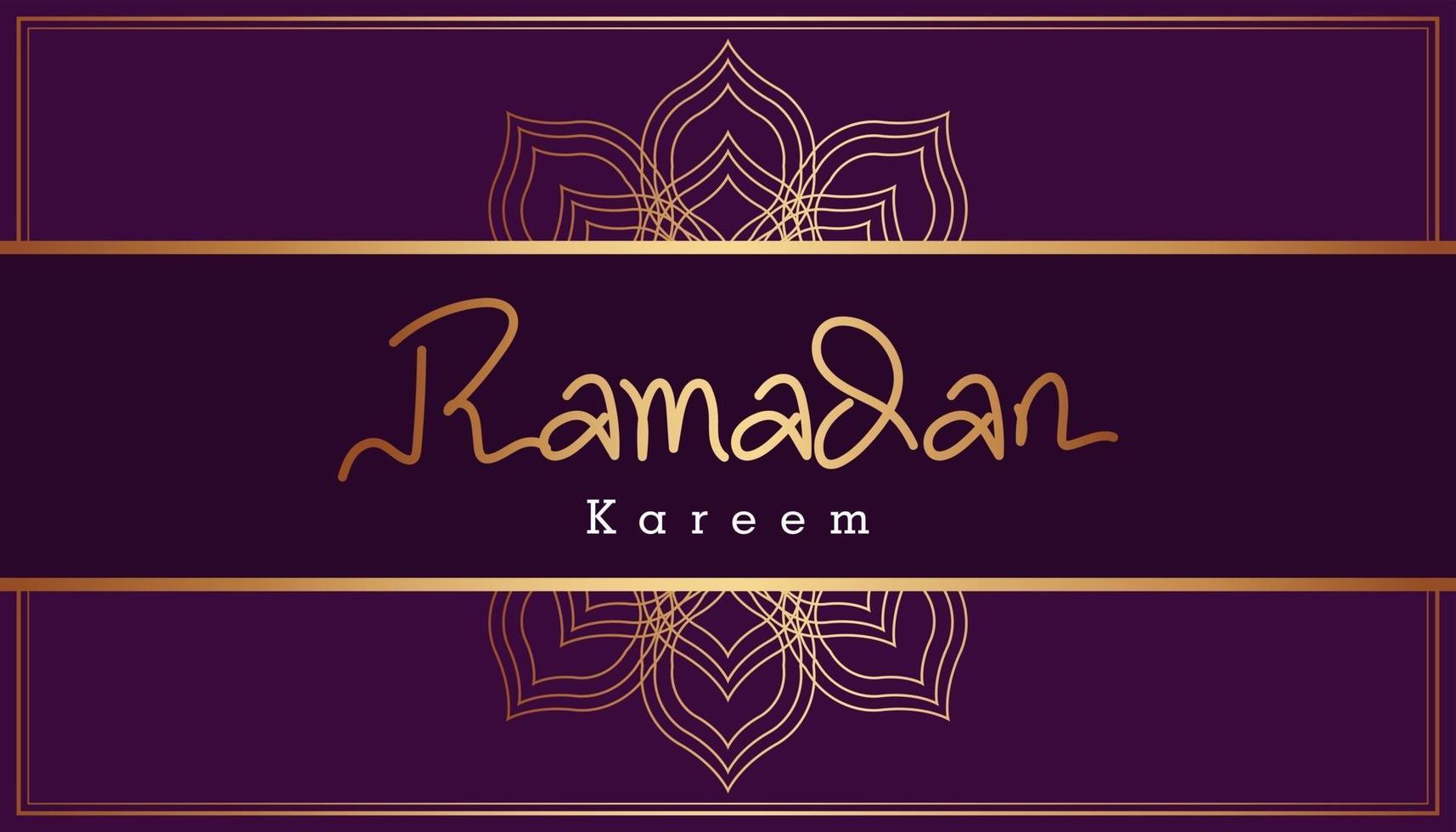 Beautiful gold Ramadan Kareem text and ornamental pattern design background. Vector Illustration