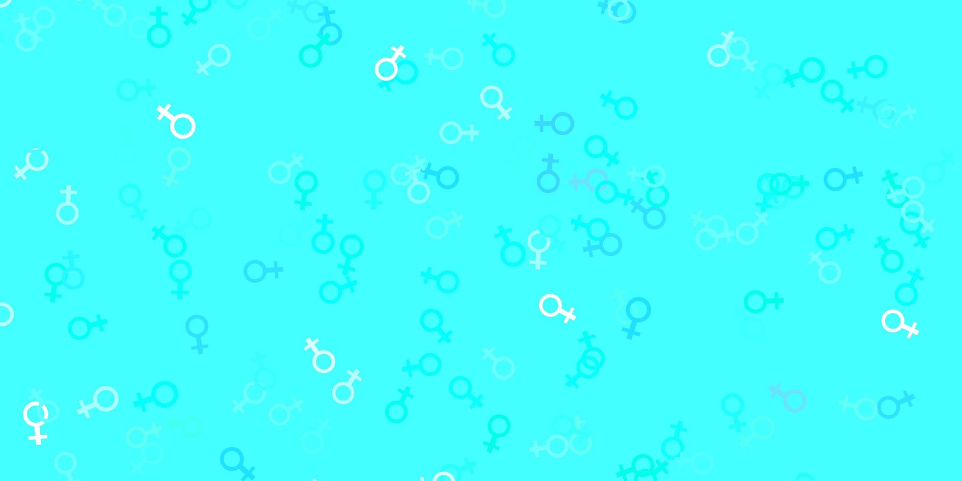 Light Blue, Green vector backdrop with woman's power symbols.