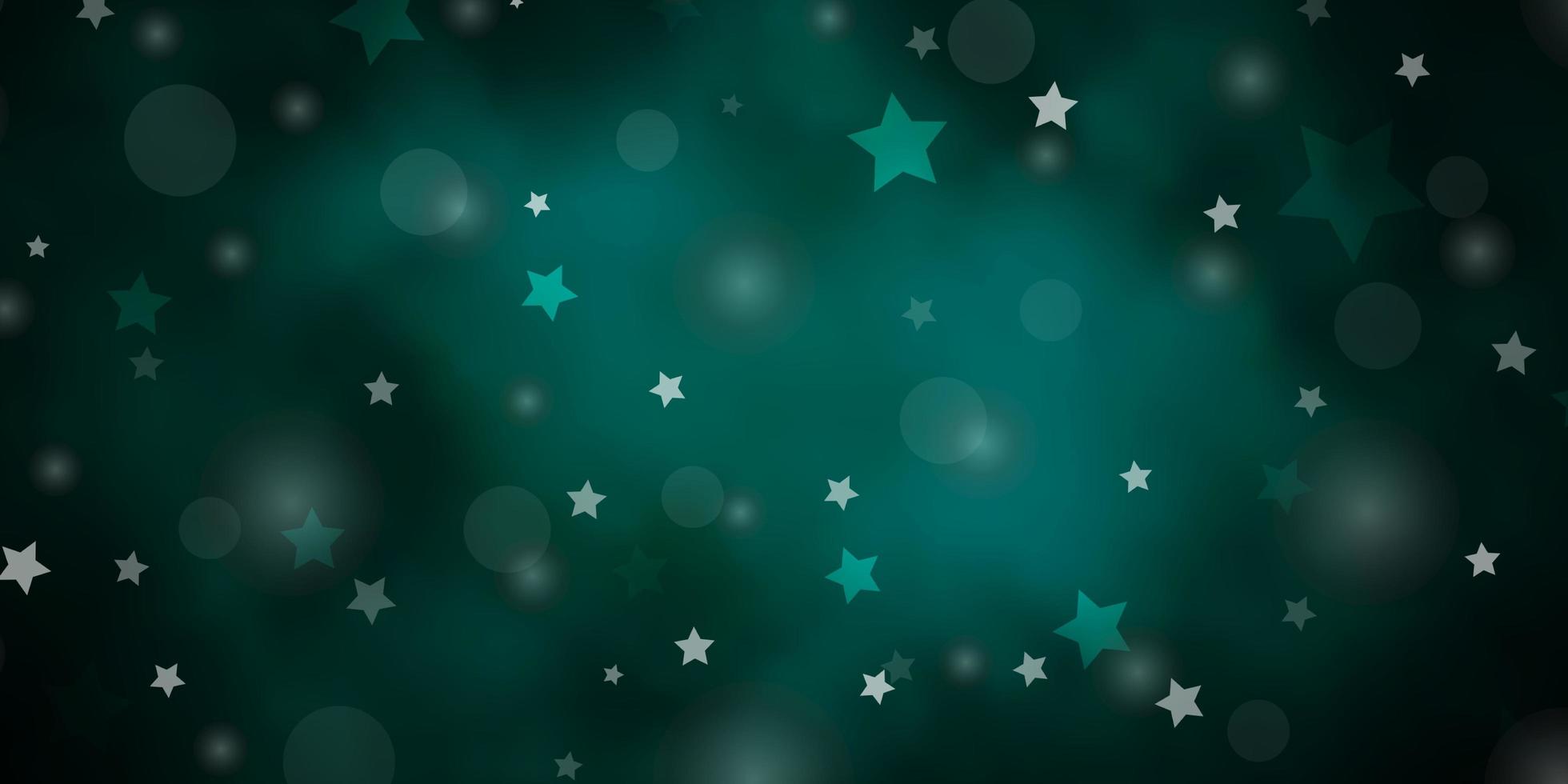 Dark Green vector texture with circles, stars. Illustration with set of colorful abstract spheres, stars. Template for business cards, websites.