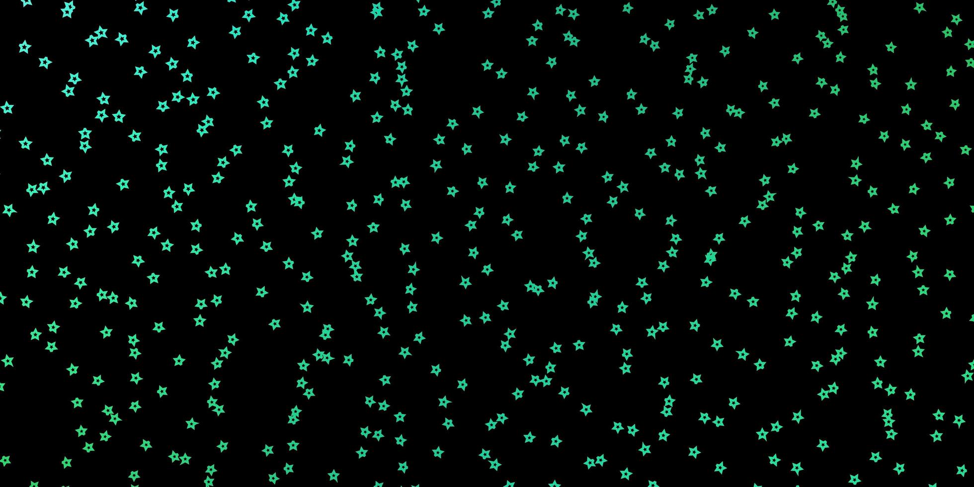 Fondo de vector verde oscuro con estrellas pequeñas y grandes. Ilustración colorida con estrellas de degradado abstracto. patrón para envolver regalos.