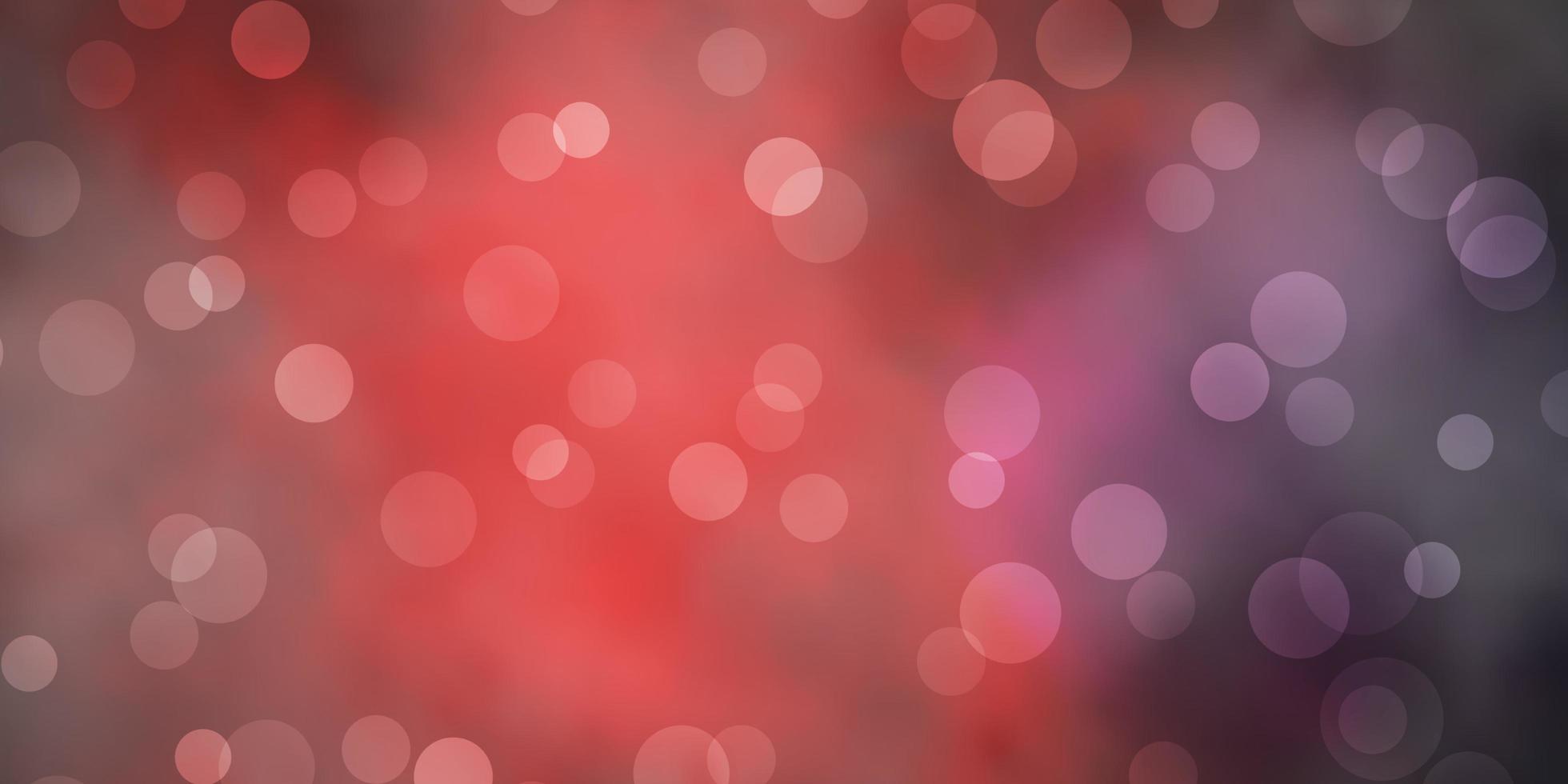 Fondo de vector azul oscuro, rojo con círculos. Ilustración abstracta de brillo con gotas de colores. patrón para fondos de pantalla, cortinas.