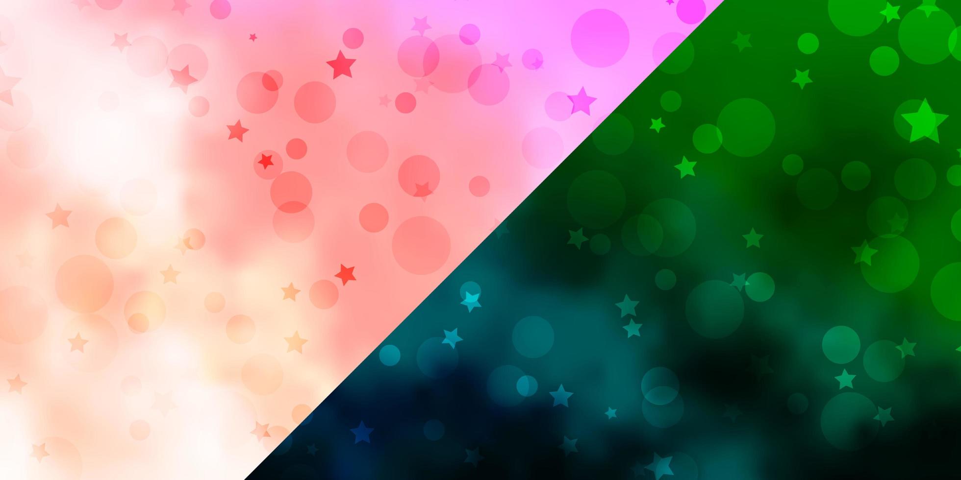 Vector backdrop with circles, stars. Abstract illustration with colorful shapes of circles, stars. Pattern for trendy fabric, wallpapers.