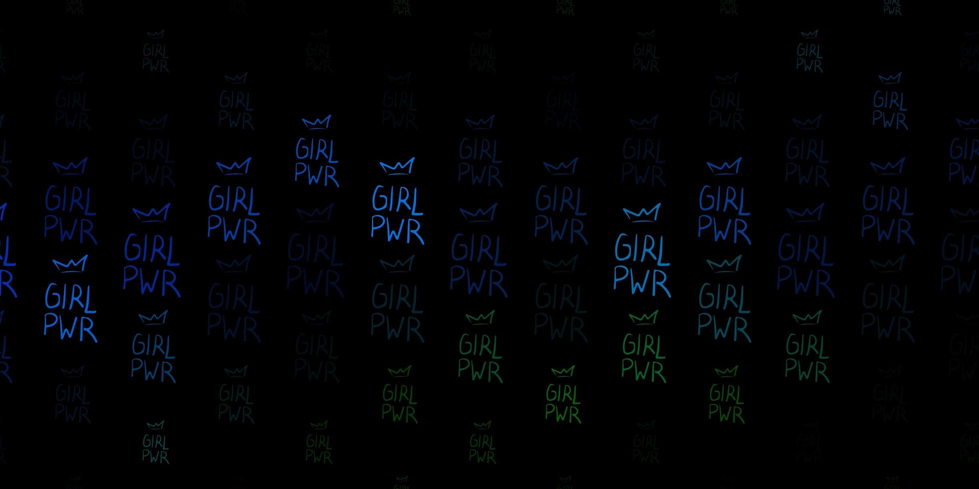 Dark Blue, Green vector pattern with feminism elements.