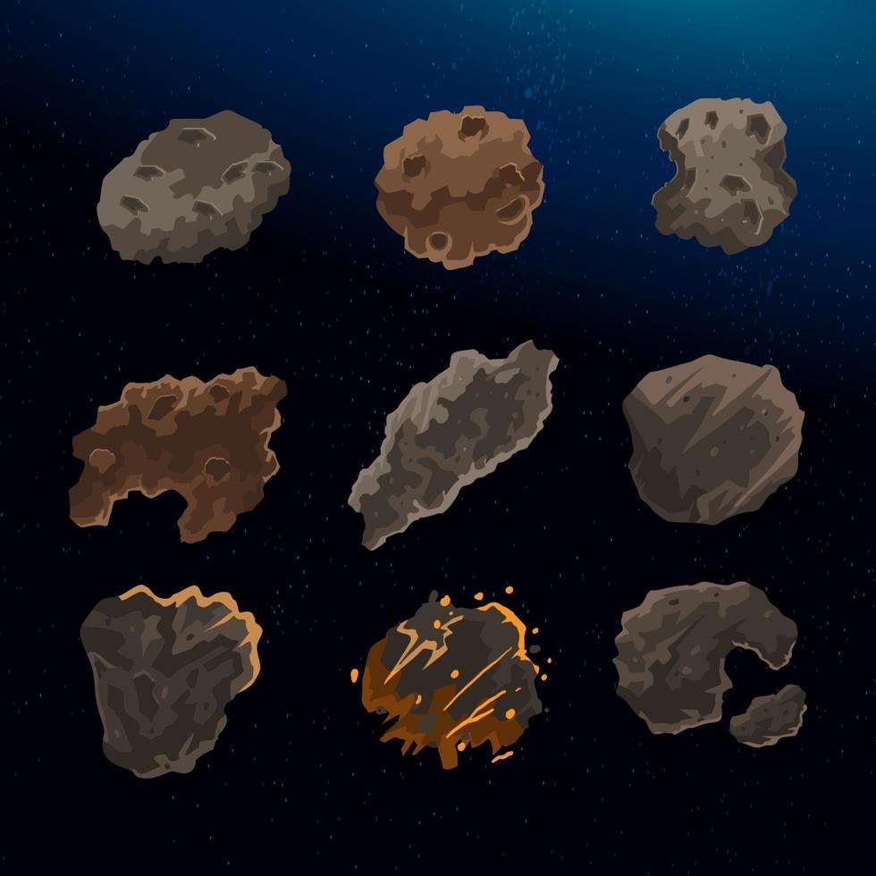 colección de iconos de meteoritos vector