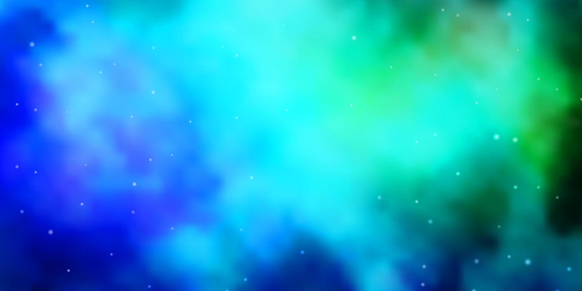 Fondo de vector azul claro, verde con estrellas pequeñas y grandes. difuminar el diseño decorativo en un estilo sencillo con estrellas. tema para teléfonos celulares.