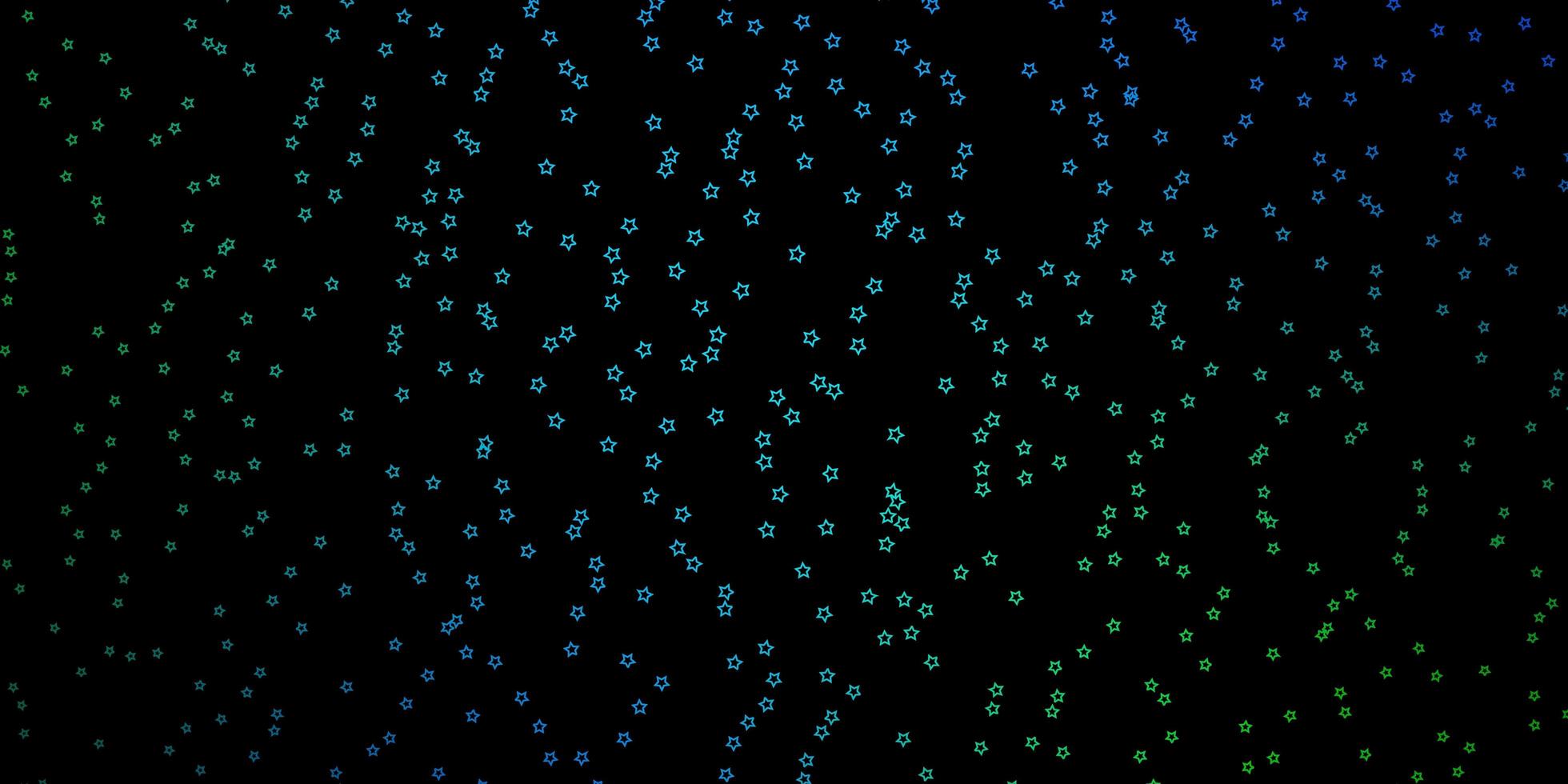 Fondo de vector azul oscuro, verde con estrellas de colores. Ilustración abstracta geométrica moderna con estrellas. tema para teléfonos celulares.