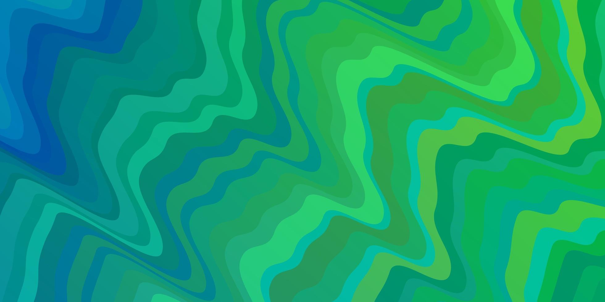 Fondo de vector azul claro, verde con líneas torcidas. Ilustración abstracta con arcos degradados. plantilla para su diseño de interfaz de usuario.