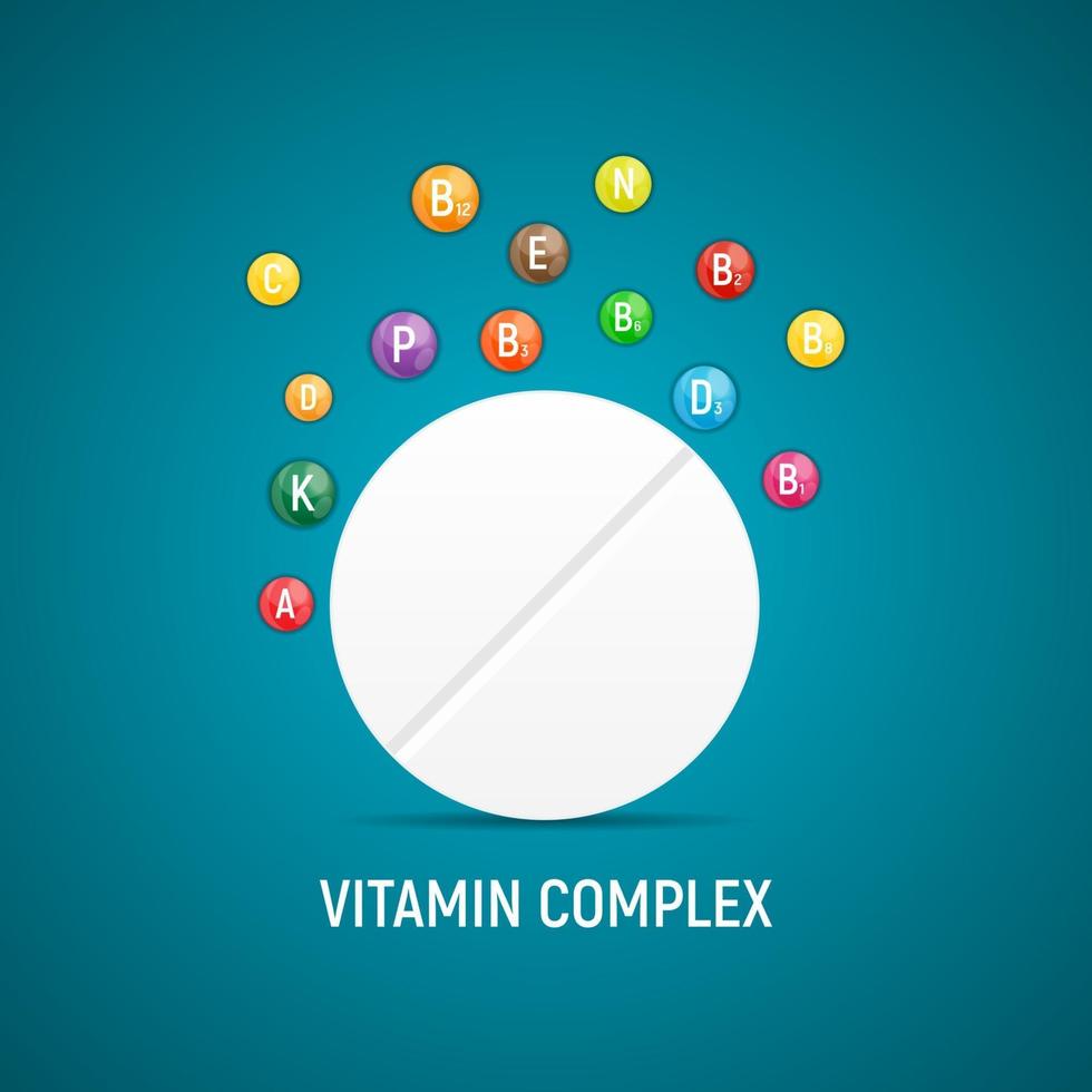 complejo vitamínico y antioxidante. ilustración vectorial vector