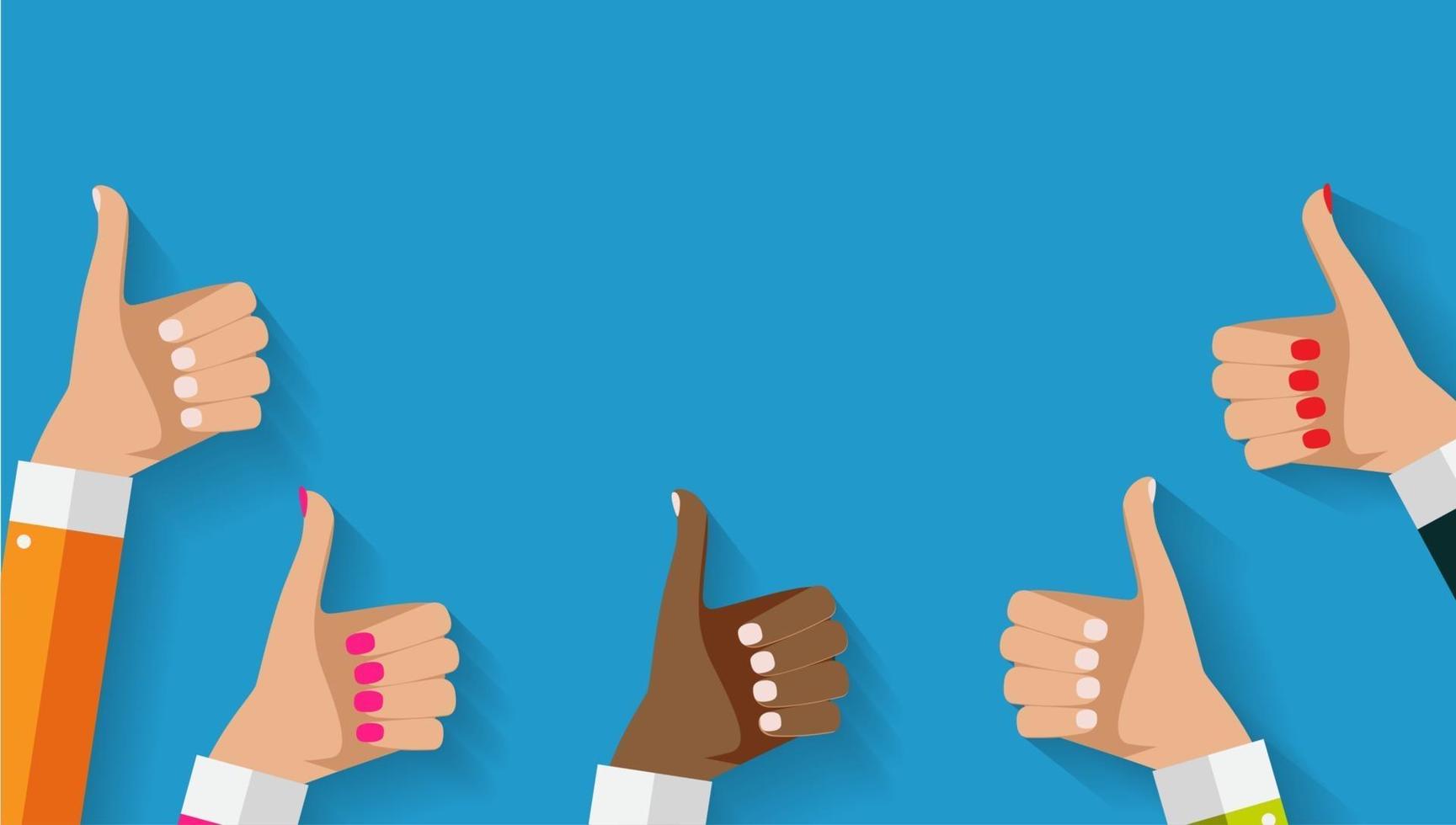 Flat Design Thumbs Up Background . Vector Illustration