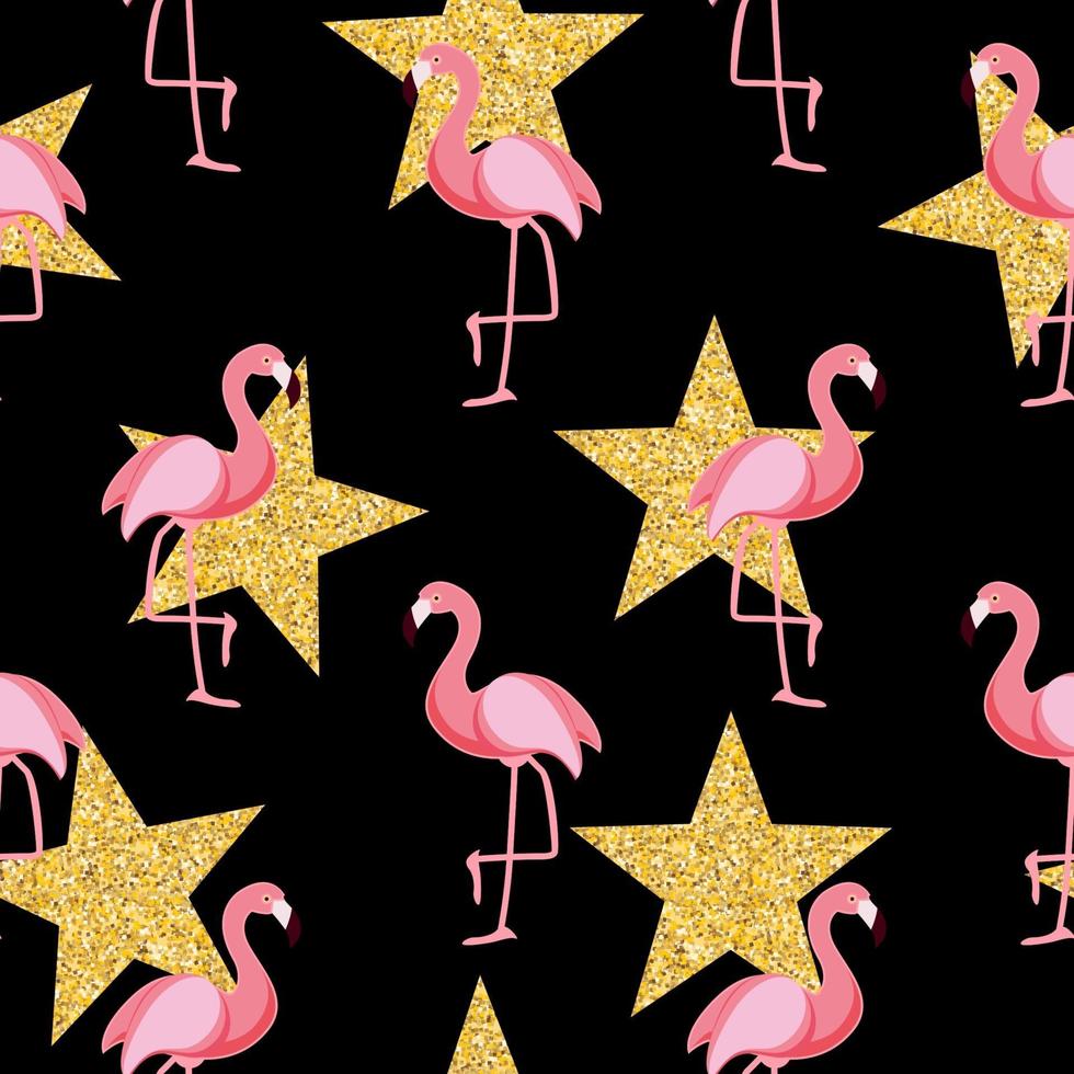 Cute Retro Seamless Flamingo Pattern Background Vector Illustration