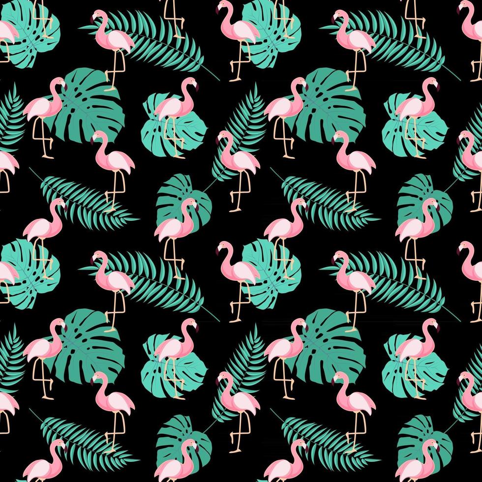 Cute Retro Seamless Flamingo Pattern Background Vector Illustration