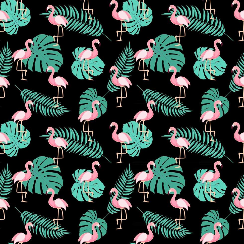 Cute Retro Seamless Flamingo Pattern Background Vector Illustration