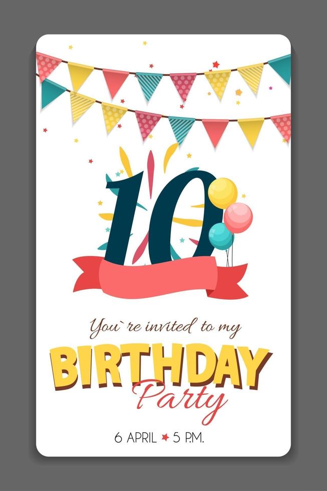 Birthday Party Invitation Card Template Vector Illustration