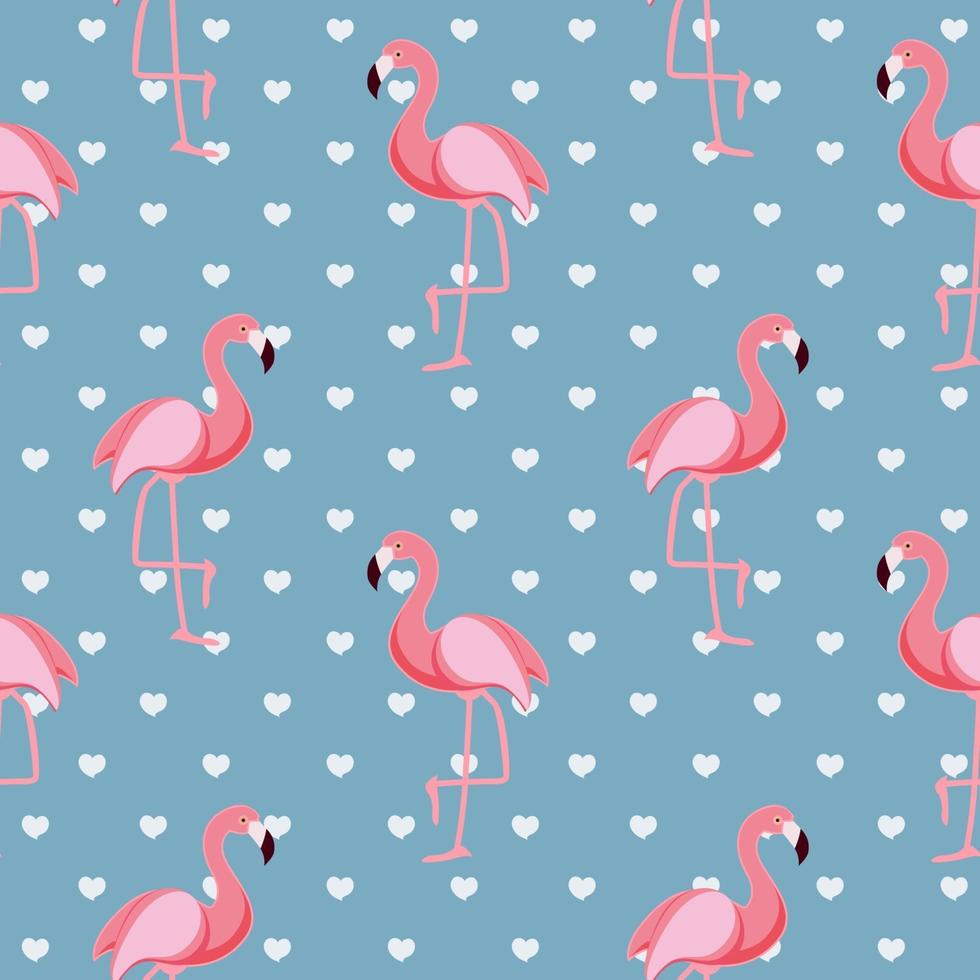 Cute Retro Seamless Flamingo Pattern Background Vector Illustration