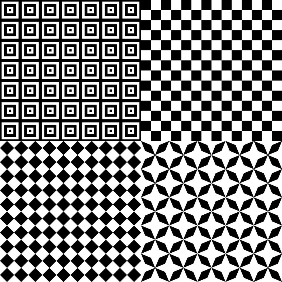 Black and White Hypnotic Psychedelic Background Collection Set Pattern. Vector Illustration