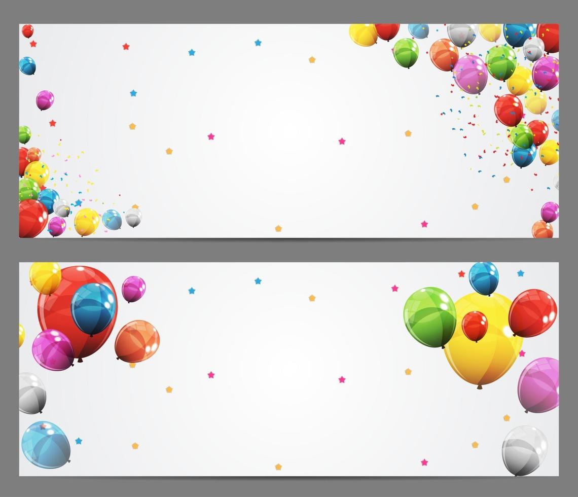 Party Background Baner and Balloons Vector Illustration