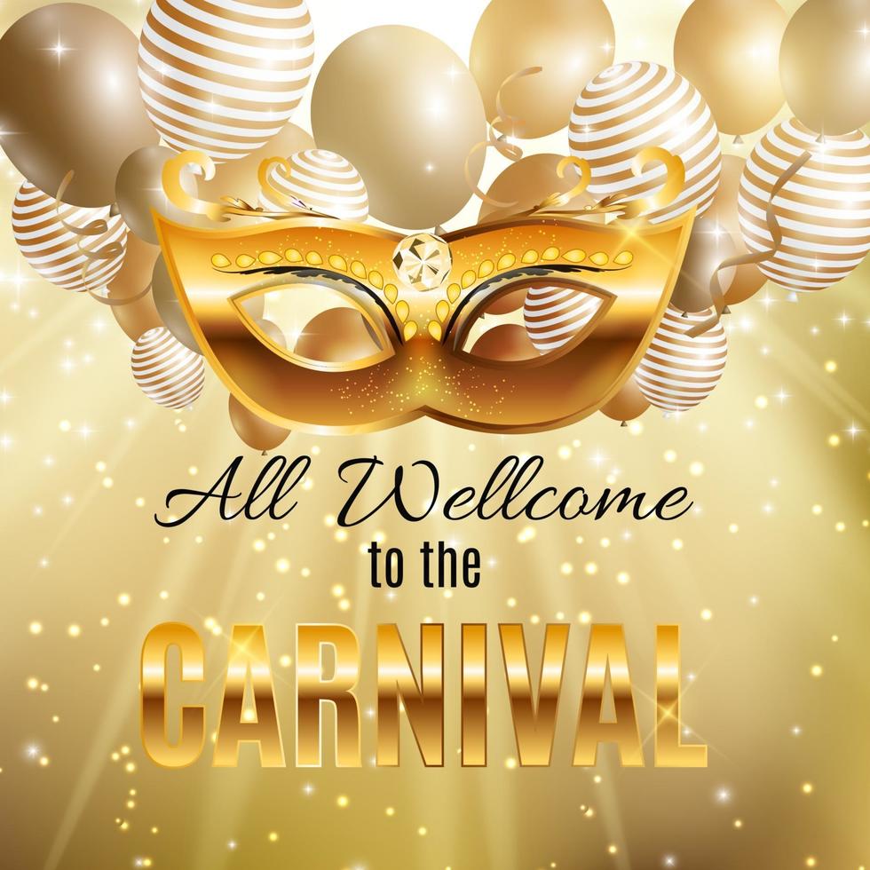 Carnival Party Mask Holiday Poster Background. Vector Illustrati