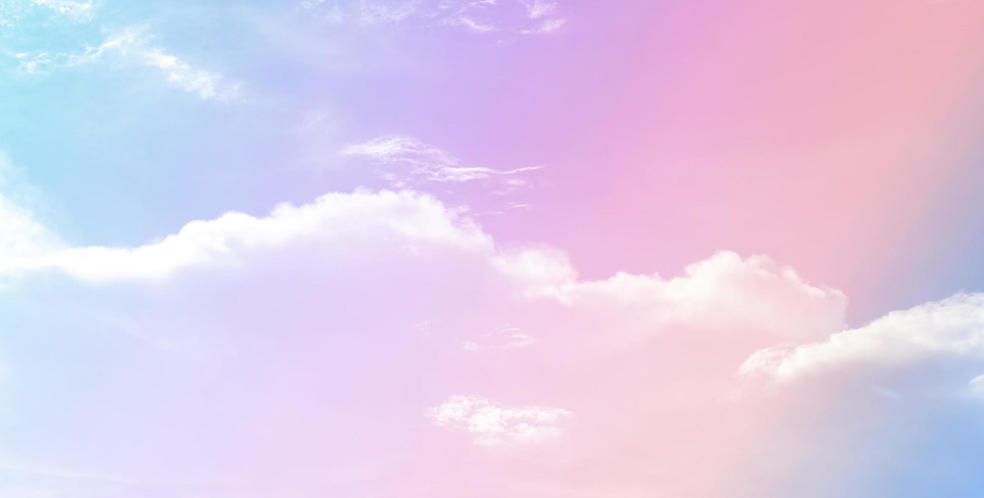 Pink pastel sky for background. Beautiful romantic dreamy clouds photo