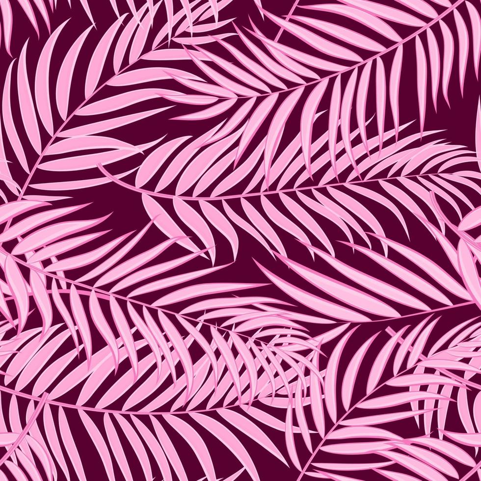 Pink Palm Tree Leaf Silhouette Seamless Pattern Background Vector Illustration