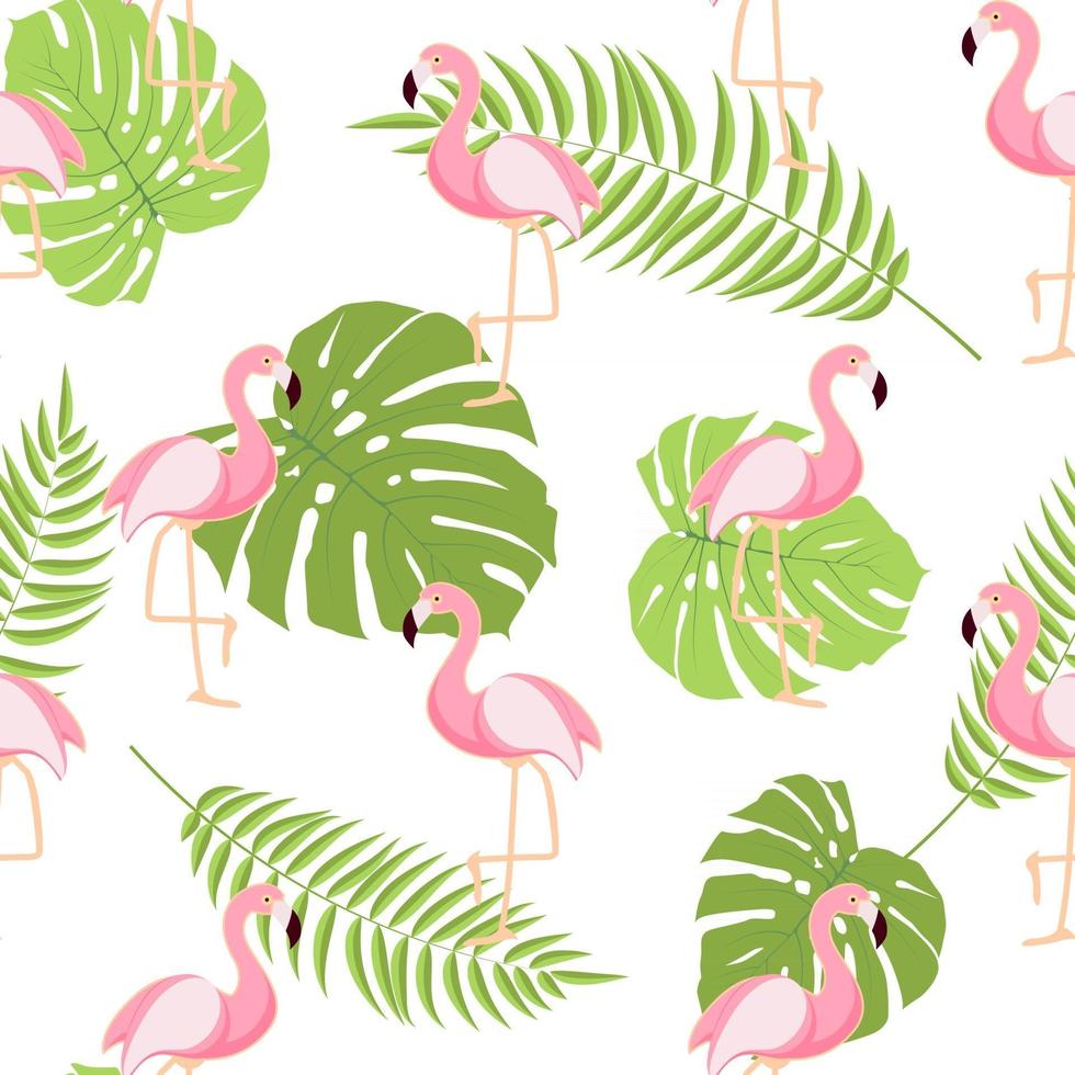 Cute Retro Seamless Flamingo Pattern Background Vector Illustration