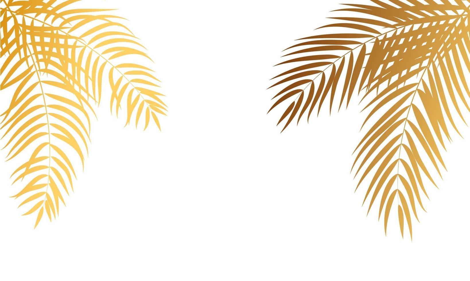 Gold Palm Tree Leaf Silhouette Background Vector Illustrat