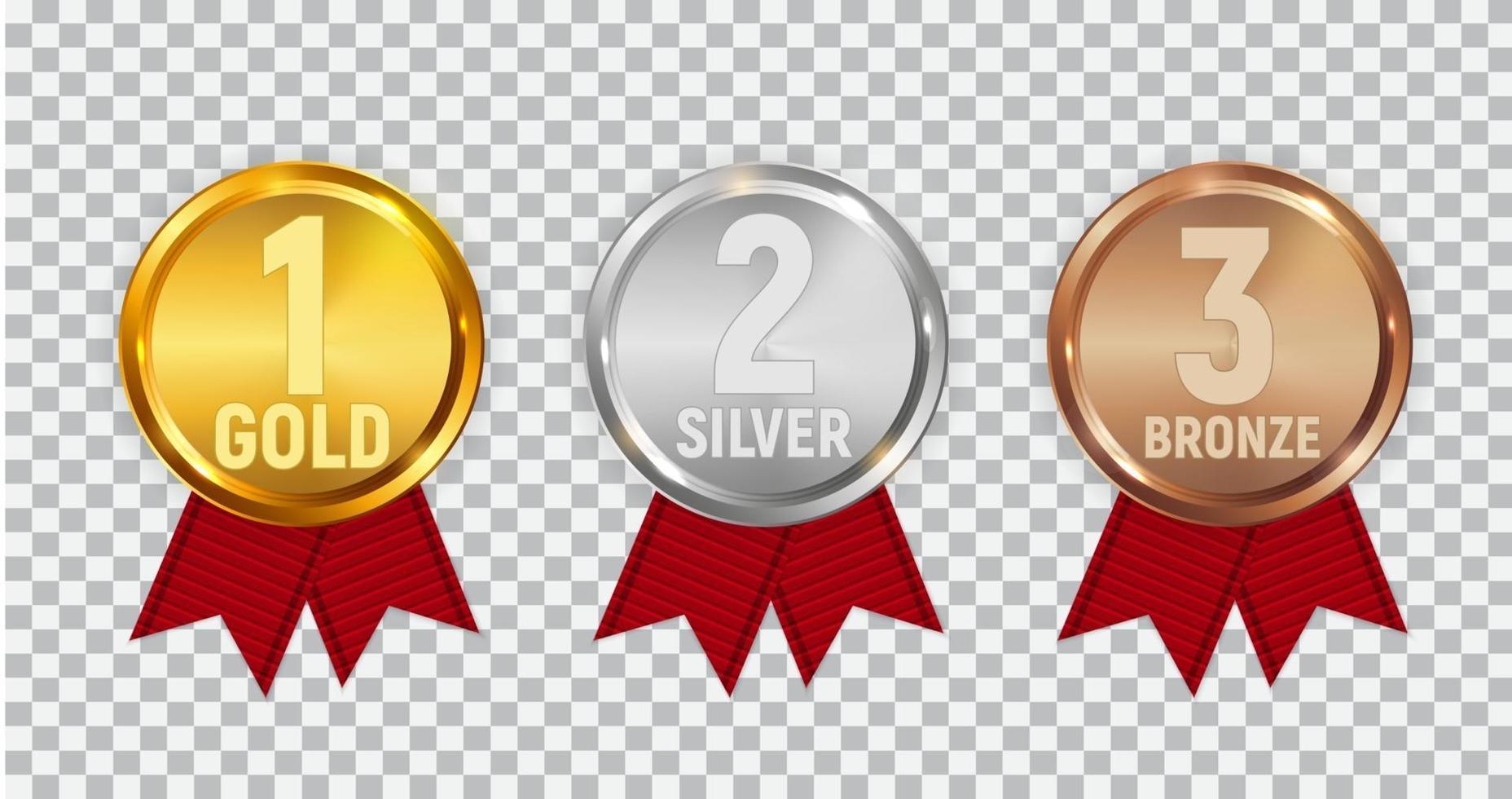 Champion Gold, Silver and Bronze Medal Set vector