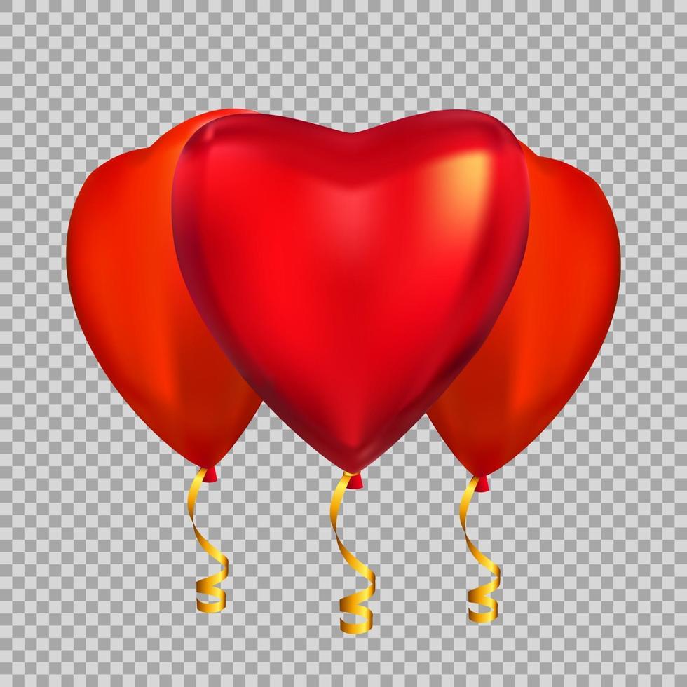 Colour Glossy Heart Shape Helium Balloons Isolated vector