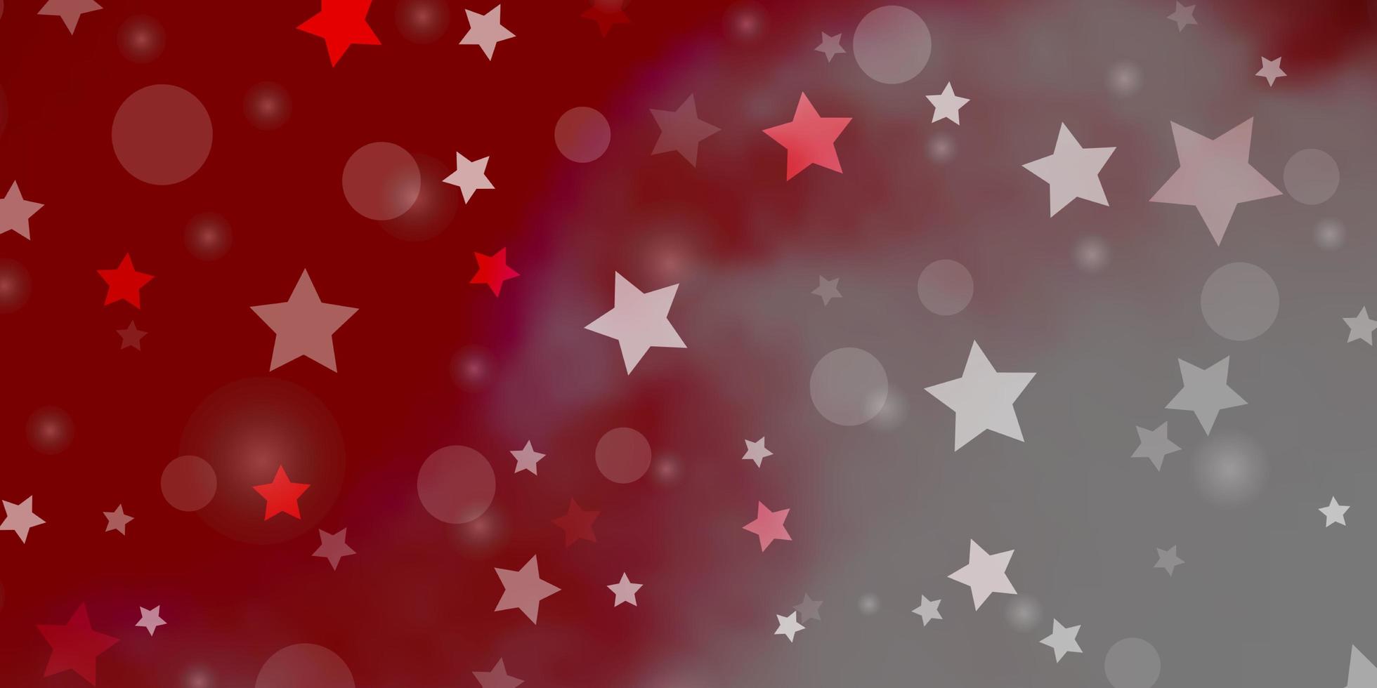 Fondo de vector rojo claro con círculos, estrellas. diseño abstracto en estilo degradado con burbujas, estrellas. plantilla para tarjetas de visita, sitios web.