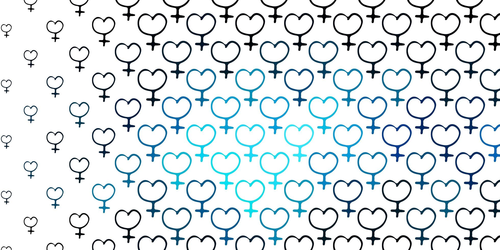 Light BLUE vector background with woman symbols.