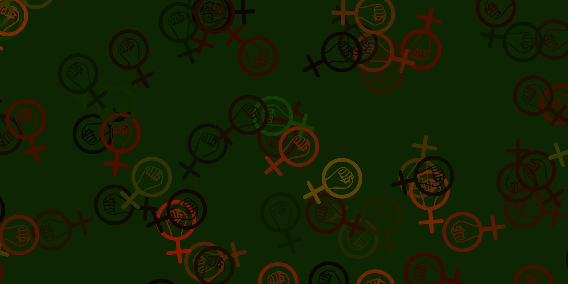 Light Green, Yellow vector pattern with feminism elements.