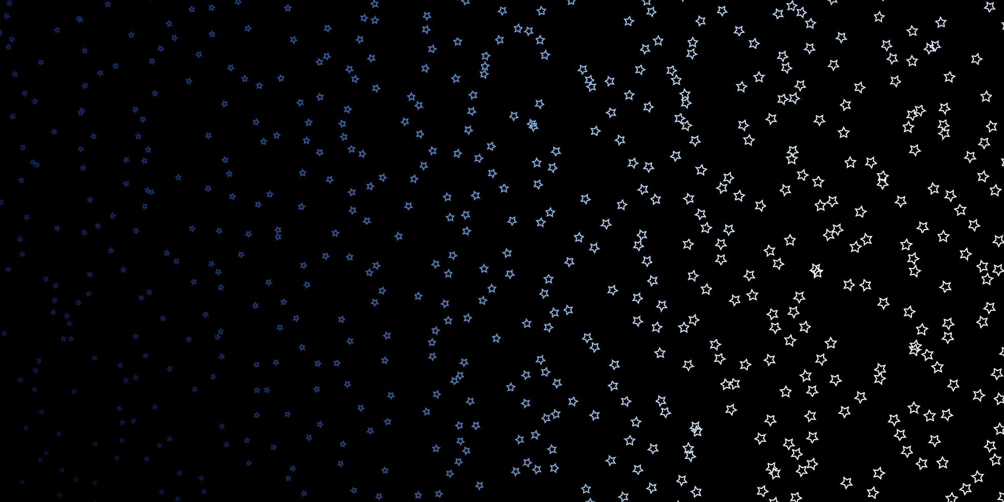 Fondo de vector azul oscuro con estrellas de colores. Ilustración colorida brillante con estrellas grandes y pequeñas. diseño para la promoción de su negocio.