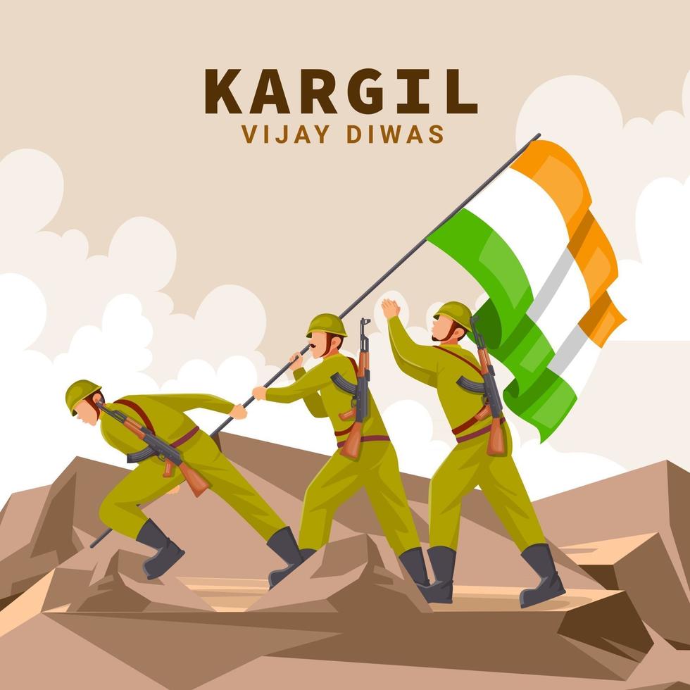 Soldiers Trying to Set Up a Flag vector