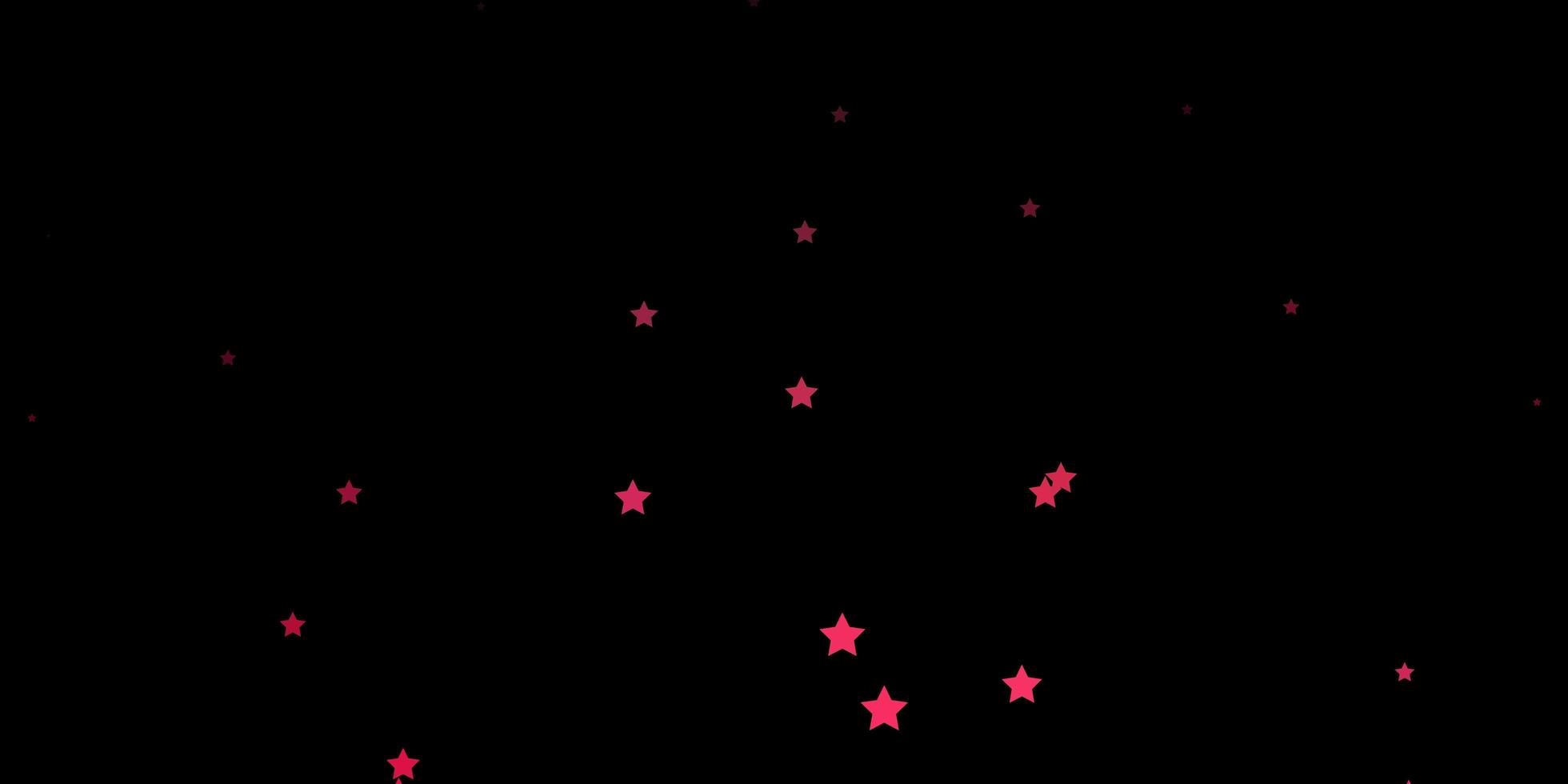 Fondo de vector rojo oscuro con estrellas de colores. Ilustración colorida brillante con estrellas grandes y pequeñas. patrón para sitios web, páginas de destino.