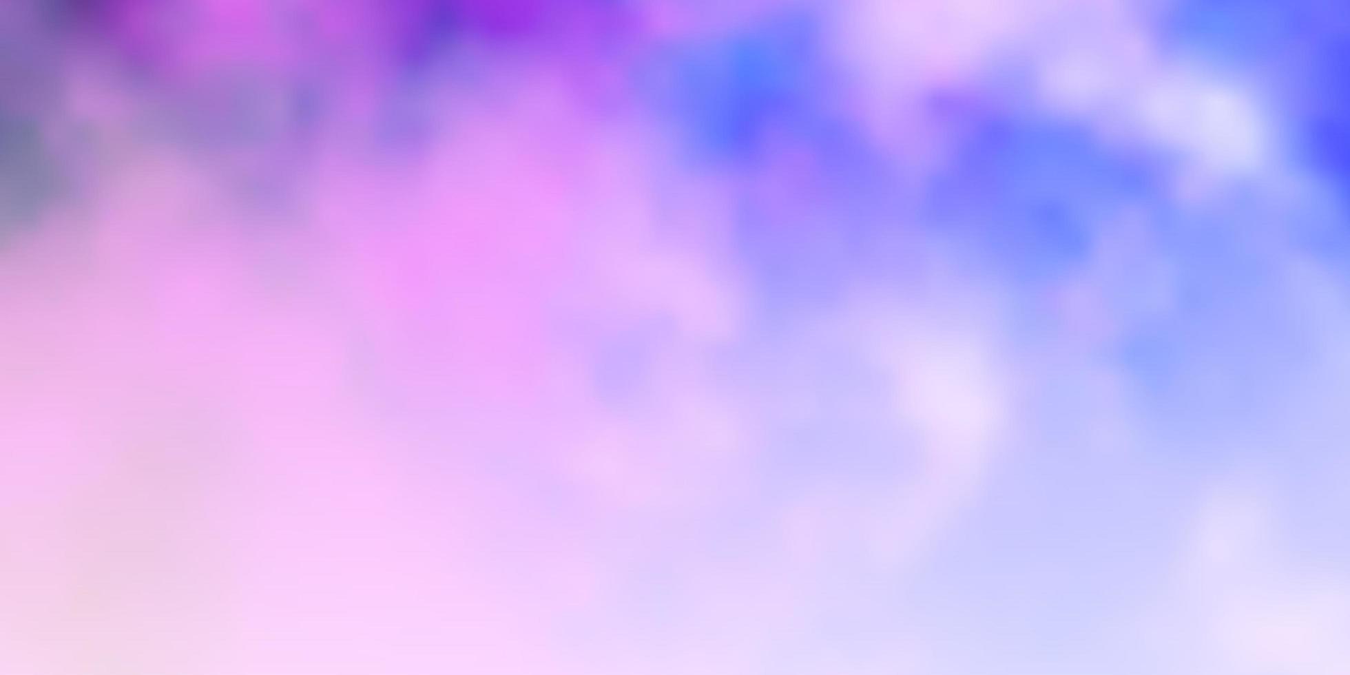 plantilla de vector púrpura claro, rosa con cielo, nubes. Ilustración colorida con nubes de degradado abstractas. patrón de colores para el diseño de aplicaciones.
