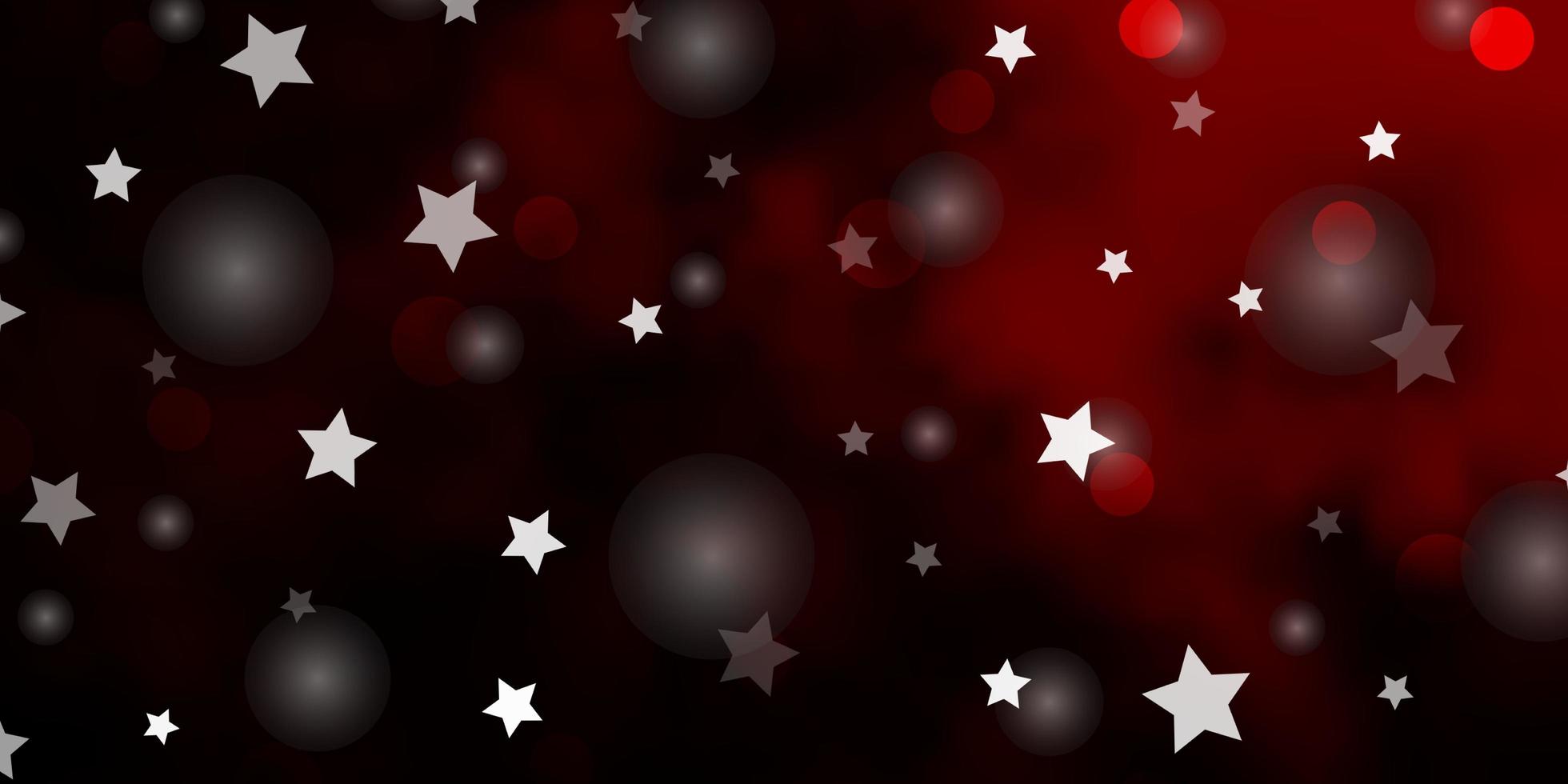 plantilla de vector rojo oscuro con círculos, estrellas. Ilustración abstracta con formas coloridas de círculos, estrellas. diseño para textiles, telas, papeles pintados.