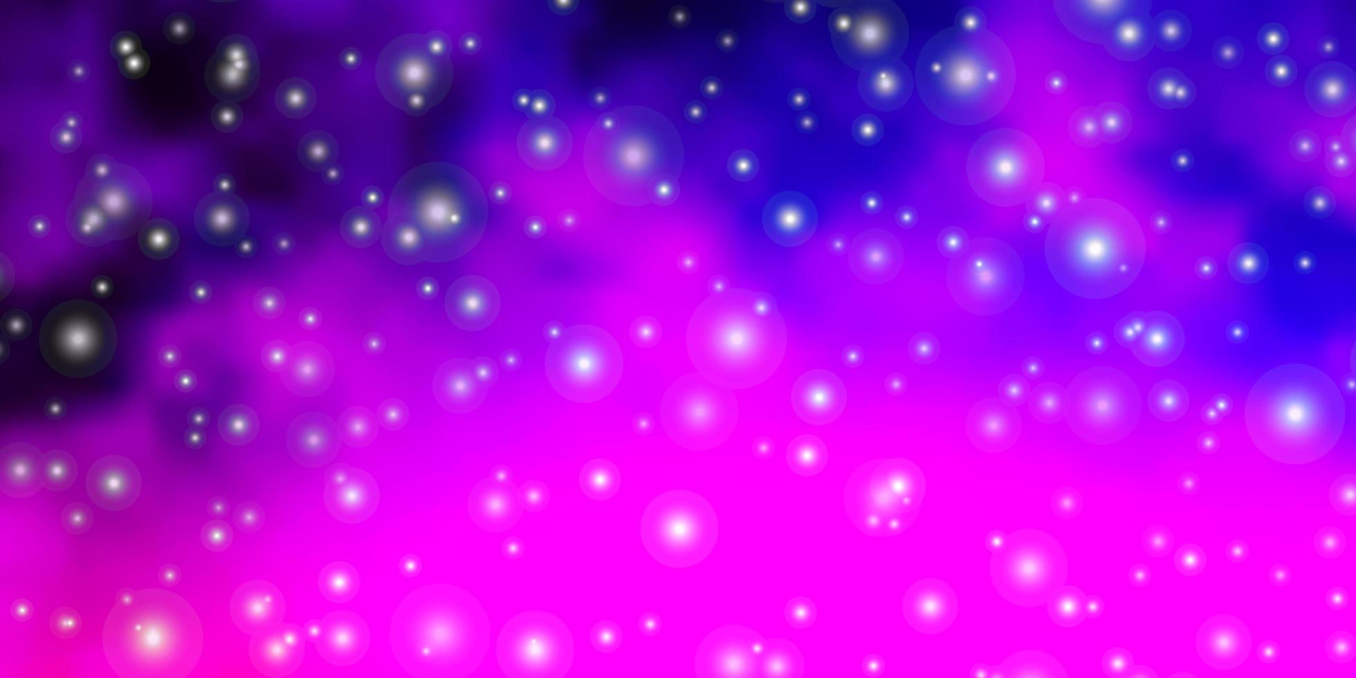 Light Purple, Pink vector template with neon stars. Decorative illustration with stars on abstract template. Design for your business promotion.
